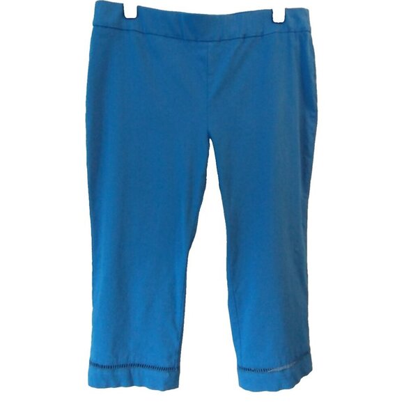 EMALINE Women's Cropped Pants Straight Leg Stretch Capri Royal Blue - 18W - Picture 1 of 6